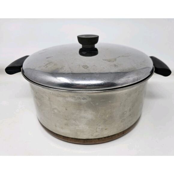 Revere Ware 6 Qt Stock Pot With Lid Copper Bottom Bake Lite Vintage - Picture 2 of 16